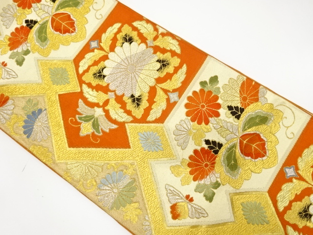 JAPANESE KIMONO / ANTIQUE FUKURO OBI / SILK / WOVEN PAULOWNIA